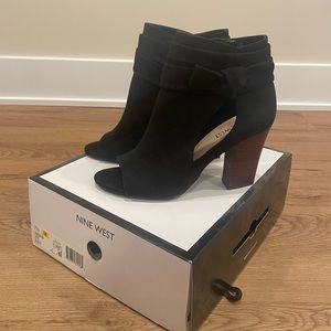 Nine West Black Suede Peep toe Booties